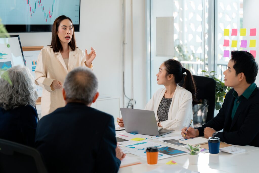 A marketing team planning their sales and marketing strategies.